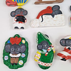 Lot Of 21 Vintage 1980s Hand Painted Cute Mice Mouse Christmas Tree Ornaments