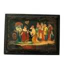 Fedoskino 1995 Russian Lacquer Miniature Folk Art Trinket Box Signed 4 Inch Vtg