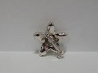 Vintage Five Point Star Brooch Pin White Glass Silver Tone
