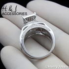 Women 925 Sterling Silver Bling Cz 8mm Square Engagement Wedding Ring s86