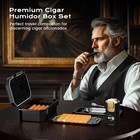 Travel Cigar Humidor Box Set With Cigar Ashtray  Cigar Torch Lighter  Built-i   