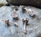 Pair 316l Surgical Steel Cz Gem Stud Earrings  Choose Color   Gem Size