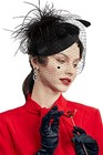  Fascinator Hat Veil Feather Fascinators Hair Clip Tea Party Pillbox Black