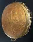 Antique 1920s Art Deco Brass Mesh Compact Mirror Flapper Vanity Courting Scene  