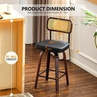 Modern Bar Stool 26  H  Pu Leather With Rattan Back  360   Swivel  Solid Wood