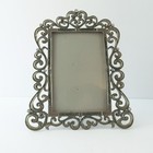 Ornate Moss Green Enamel Metal Picture Frame Art Nouveau Rhinestones 4x6 Photo