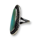 Vintage Native American Navajo Sterling Silver Green Turquoise Ring Size 4 5