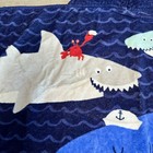 Pottery Barn Kids Terry Shark Crab Sailor Baby Hooded Towel Blue Beach Bath Pool