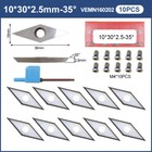 10pcs Carbide Turning Inserts Cutter For Wood Lathe Turning Tips Vemn160202