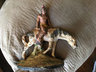 Artistic Rare Antique Vintage Native American On Horse Heavy Cast Iron Over 2 