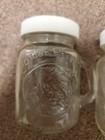 Vintage Golden Harvest Glass Mason Jar Salt   Pepper Shakers  White Lids  Nice