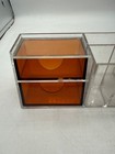 Vintage Clear Orange Frame Cosmetic Desk Organizer Made In Hong Kong