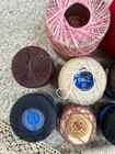 Vintage Lot Crochet Darning Lace Tatting Thread Cotton Pink Blue Red Cream Brown