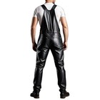 Mens Genuine Soft Leather Black Bib Overall Dungaree Jumpsuit Work-wear Uniform