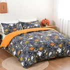 Wongs Bedding Halloween Duvet Cover Size  3 Pieces Bat Queen Grey Orange