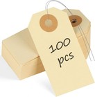 100 Pcs Blank Shipping Tags Yellow Cardstock Wire String Price Labels