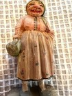 Vintage Hand-carved hand-painted Wooden Folk Art Figurine Of An Elderly Peasant