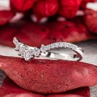 1 Carat Round Moissanite Curved Wedding Band Solid 14k White Gold Women