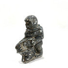 Vtg Inuit Hand Carved Soapstone Eskimo Hunter Art Sculpture Signed 6 x4  In 