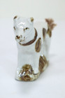 Antique Vintage Porcelain Dog Figurine 2 5  Tall Brown   White W  Rope Tail