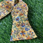 Cremieux Bow Tie Yellow Floral Pattern Adjustable Necktie Silk Menswear Nwt