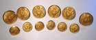 12 Vintage Waterbury Us Military Eagle Metal Brass Gold Tone Buttons 7 8  5 8 