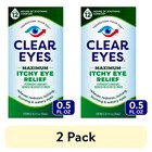 Clear Eyes Maximum Itchy Eye Relief Lubricant Eye Drops 0 5 Fl Oz Pk 2