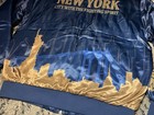 Modelo Nyc Satin Bomber Jacket Blue Gold Skyline Statue Of Liberty Rare Sample
