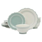 The Pioneer Woman Ainsley 12-piece Ceramic Dinnerware Set  Sage Blue