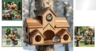 2 Pack Hanging Birdhouse 3 Hole Wooden Bird House For Outdoor Bluebird Chickadee