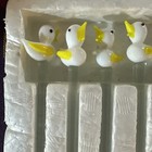 Vintage Glass Duck Duckling Swizzle Sticks Set Of 6 Hand Blown White And Yellow