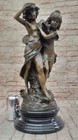Bronze Elegant Brother Sister Children Marble Deco Figurine Sculpture Statue Nr