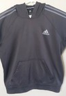 Adidas Men s Xl Pullover Fleece Lined Essential Three Stripe Hoodie Black Gray 