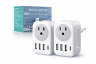 5-in-1 Travel Adapter Us To Eu Uk Plug Converter 3 Usb Usb-c Fast Charger 4pack