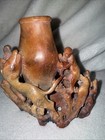 Antique Chinese Hand Carved  Soapstone Monkeys Dog Birds