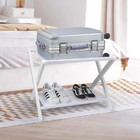 Luggage Rack  Folding Suitcase Stand With Storage Shelf bamboo Luggage