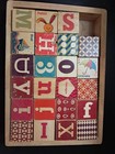 B  Two Four Wooden 23 Blocks Alphabet Number Picture Toys Kids Maroon Blues Abc