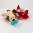 Wubbanub Mary Meyer Puppy Dog Pacifier   Dragon Plush Baby Toy  2 Pcs 