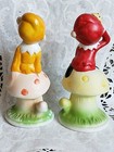 Vintage Pixie Elves On Mushroom Figurines Taiwan