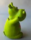 Green Hippopotamus  Pink Heart  Promo Coin Bank  money Box  Vintage Hard Plastic