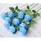 Realistic Fake Blue Roses Artificial Flowers With Stems Faux Silk Velvet