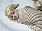 Lot  2   Gebruder heubach Era Children Bisque Head In Shell Ornaments  Boy girl