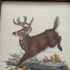 Vtg Rustic White Tailed Deer Cross Stitch Framed Lodge Cabin Hunting Decor 18 5 