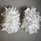 2 White Cheer Pom Poms Approx 9    X 7  W hidden Handle Cheerleader