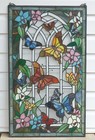 20  X 34  Tiffany Style Stained Glass Panel Butterfly Garden Flower Window Panel