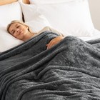 Dark Grey King Size Plush Fuzzy Fleece Bed Blanket 90x104 Inch Super Soft