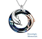 New Dolphin Crystal Cremation Urn Keepsake Ashes Silver Memorial Necklace