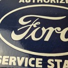 Vintage Ford Sign - Authorized Service Station Gas Pump Porcelain Metal Sign
