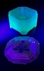 Htf  1920s Art Deco Ramses Roxana Uranium Glass Vanity Jar Nudes  uv Reactive 