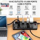 18 Outlets Surge Protector Power Strip - 6 Feet Flat Plug Heavy Duty Extension C